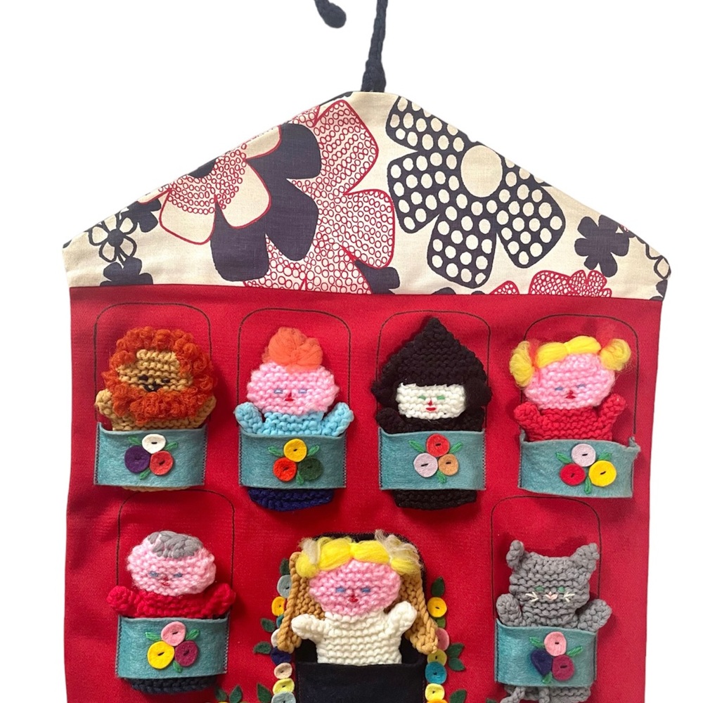 Handmade Finger Puppets Set Knitted - Angel, Lion, Cat, Boy, Girl, Witch Etc